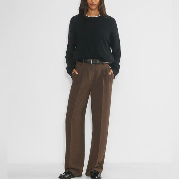 Aritzia Pants - Wilfred Aritzia Effortless Pant High Waisted Wide Leg Crepe Pant size 10 Brown